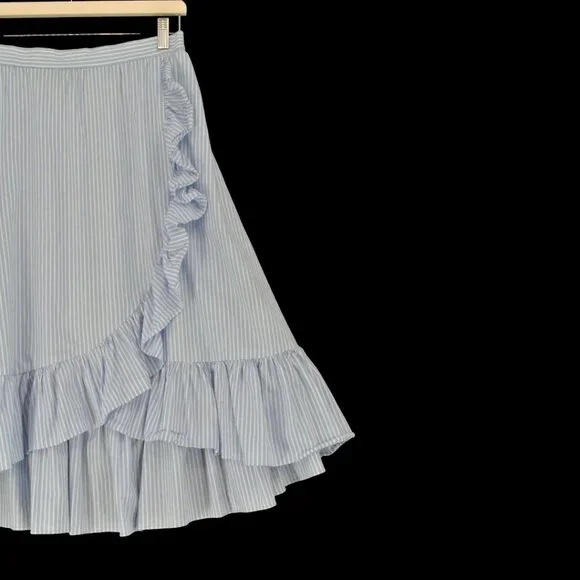 Jill Stuart Blue White Striped Cotton Skirt S8 Nautical - Picture 5 of 11